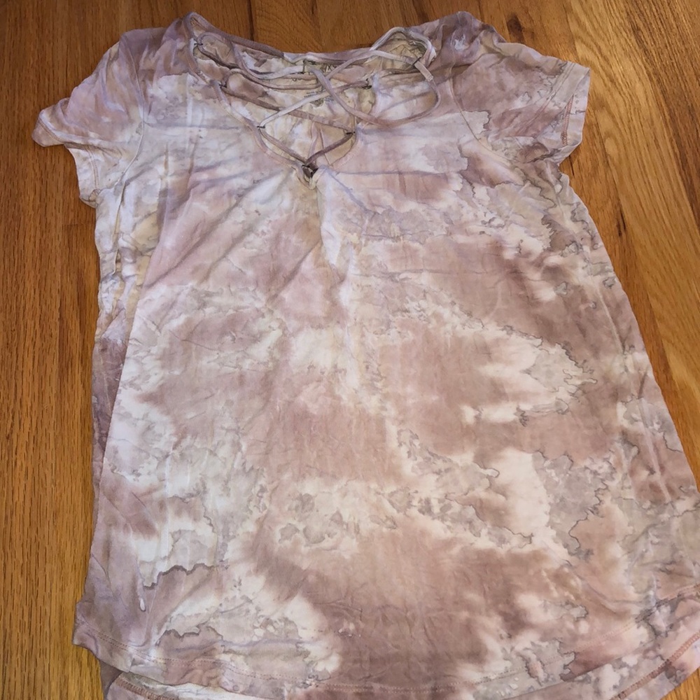 Pink & white acid wash tee